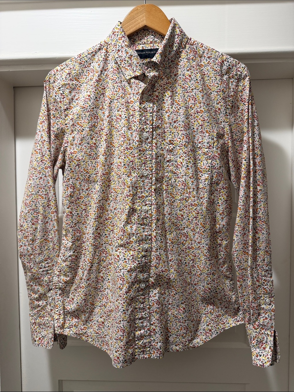 Banana Republic Factory Multicolor Floral Button-Down Shirt - White Base